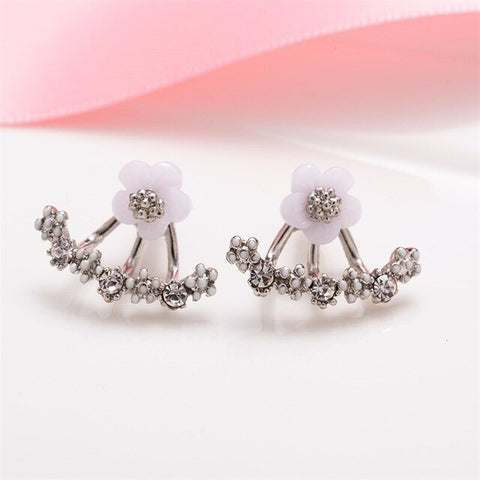 2019 New Crystal Flower Drop Earrings for Women Fashion Jewelry Gold Silver Rhinestones Earrings Gift for Party Best Friend