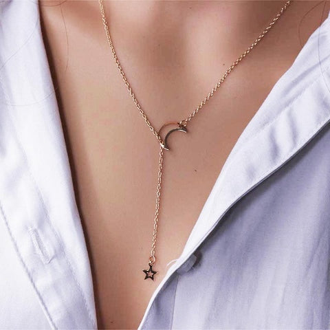 2019 Fashion Heart Leaf Star Moon Necklace Crystal Pendant Necklace Chain Round Coin Women Statement Jewelry Wholesale Necklaces