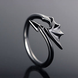 Punk Style Titanium Brass Koakuma Little Devil Dragon Gothic Evil Vampire Rings Open Ring Halloween Party Jewelry Gift