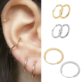 3 Pair/Set Fashion Women Girl Simple Round Circle Small Ear Earring Punk Hip-hop Earrings Jewelry 3 Size