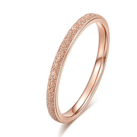 KNOCK High quality Fashion Simple Scrub Stainless Steel Women 's Rings 2 mm Width Rose Gold Color Finger  Gift For Girl Jewelry