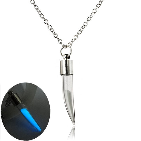 2019 Glow In The Dark Glass Pendant Necklace Women  Hourglass Necklace  Silver Chain Luminous Stone Women Pendant Jewelry