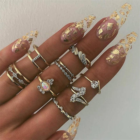 Doocna 20 Style Bohemia Crown Shell Flowers Snake Heart Hollow Geometric Animal High Quality Rings Sets Women Men Party Jewelry