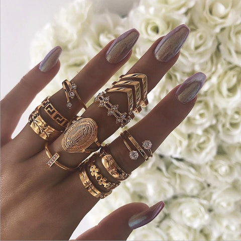 Doocna 20 Style Bohemia Crown Shell Flowers Snake Heart Hollow Geometric Animal High Quality Rings Sets Women Men Party Jewelry