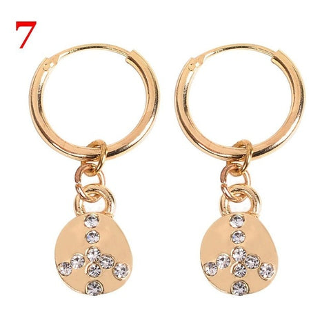 1Pair New Fashion Boho Style Hoop Earrings Cartilage Cross Heart Dangle Drop Ear Rings Trendy Popular Women Jewelry Accessories