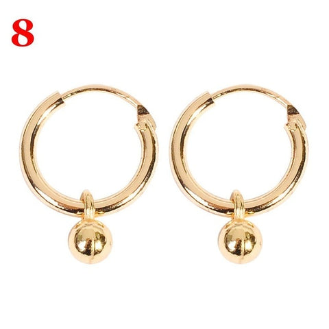 1Pair New Fashion Boho Style Hoop Earrings Cartilage Cross Heart Dangle Drop Ear Rings Trendy Popular Women Jewelry Accessories