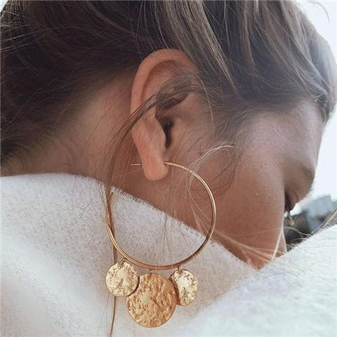 Docona Trendy Metal Gold Silver Star Flower Geometry Butterfly Big Long Drop Dangle Earrings for Women Party Jewelry Brincos