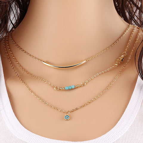 Hottest Fashion Casual Personality Circle Lariat Pendant Gold Color Necklace High Quality Simple Choker Necklaces Women