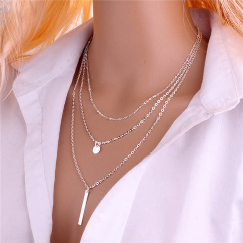 Hottest Fashion Casual Personality Circle Lariat Pendant Gold Color Necklace High Quality Simple Choker Necklaces Women