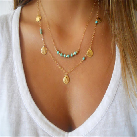 Hottest Fashion Casual Personality Circle Lariat Pendant Gold Color Necklace High Quality Simple Choker Necklaces Women