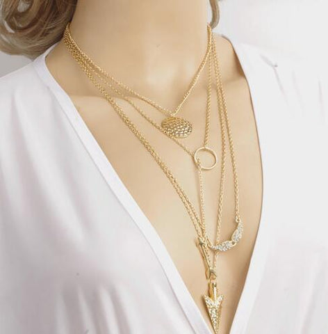 Hottest Fashion Casual Personality Circle Lariat Pendant Gold Color Necklace High Quality Simple Choker Necklaces Women