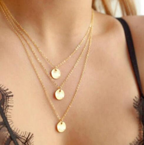 Hottest Fashion Casual Personality Circle Lariat Pendant Gold Color Necklace High Quality Simple Choker Necklaces Women