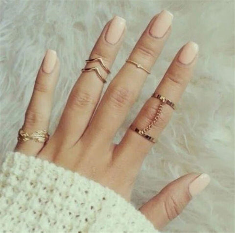 LETAPI 11 Pcs/Set Simple Design Round Gold Color Rings Set For Women Handmade Geometry Finger Ring Set Female Jewelry Gifts