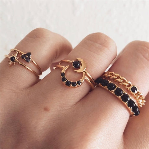 LETAPI 11 Pcs/Set Simple Design Round Gold Color Rings Set For Women Handmade Geometry Finger Ring Set Female Jewelry Gifts