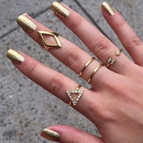 LETAPI 11 Pcs/Set Simple Design Round Gold Color Rings Set For Women Handmade Geometry Finger Ring Set Female Jewelry Gifts