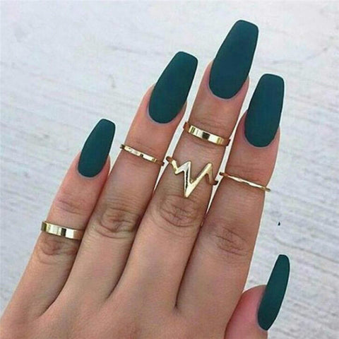 LETAPI 11 Pcs/Set Simple Design Round Gold Color Rings Set For Women Handmade Geometry Finger Ring Set Female Jewelry Gifts