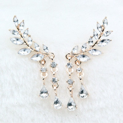 2019 New Crystal Flower Drop Earrings for Women Fashion Jewelry Gold Silver Rhinestones Earrings Gift for Party Best Friend