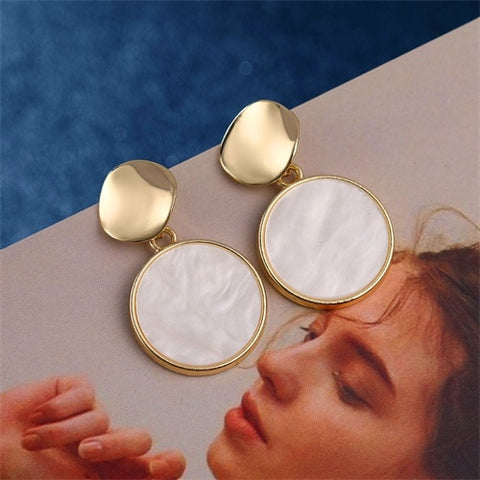 IPARAM 2019 Fashion Korean Gold Women Earrings Round Heart Shaped Oval Earrings Geometric Jewelry Earrings