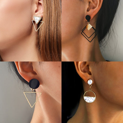 New Fashion Round Dangle Drop Korean Earrings For Women Geometric Round Heart Gold Earring Wedding 2019 double eleven Jewelry