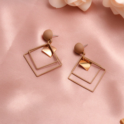 New Fashion Round Dangle Drop Korean Earrings For Women Geometric Round Heart Gold Earring Wedding 2019 double eleven Jewelry