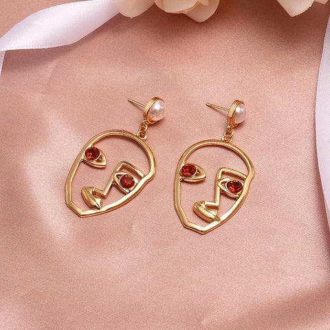 New Fashion Round Dangle Drop Korean Earrings For Women Geometric Round Heart Gold Earring Wedding 2019 double eleven Jewelry