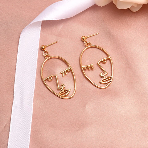 New Fashion Round Dangle Drop Korean Earrings For Women Geometric Round Heart Gold Earring Wedding 2019 double eleven Jewelry