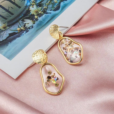 New Fashion Round Dangle Drop Korean Earrings For Women Geometric Round Heart Gold Earring Wedding 2019 double eleven Jewelry