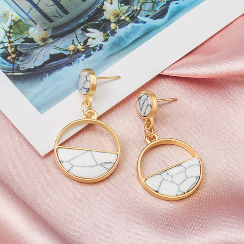 New Fashion Round Dangle Drop Korean Earrings For Women Geometric Round Heart Gold Earring Wedding 2019 double eleven Jewelry