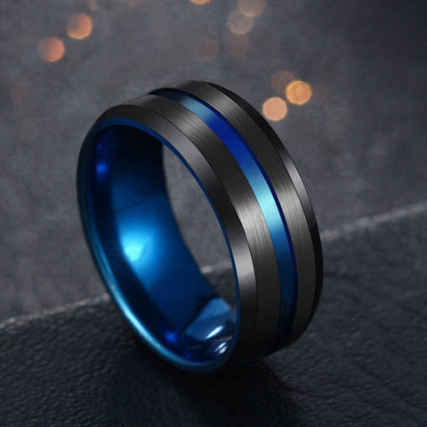 Stainless steel Black Titanium Rainbow Groove Rings Ring Jewelry 8MM Women For Men Wedding