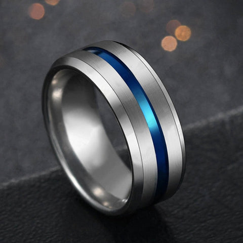 Stainless steel Black Titanium Rainbow Groove Rings Ring Jewelry 8MM Women For Men Wedding