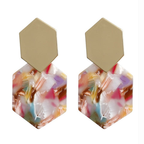 Statement Tortoiseshell Acetate Resin Acrylic Za Drop Earrings colorful Earing Gold Geometric Earings Fashion Jewelry 2019 New