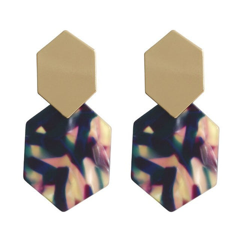 Statement Tortoiseshell Acetate Resin Acrylic Za Drop Earrings colorful Earing Gold Geometric Earings Fashion Jewelry 2019 New