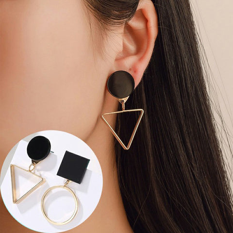 New Cost-effective Fashion Round Dangle Drop Korean Earrings For Women Geometric Round Heart Gold Earrings 2019 Wedding Jewelry