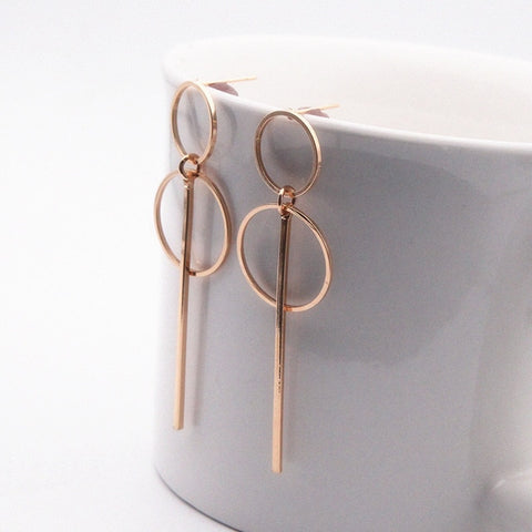 New Cost-effective Fashion Round Dangle Drop Korean Earrings For Women Geometric Round Heart Gold Earrings 2019 Wedding Jewelry