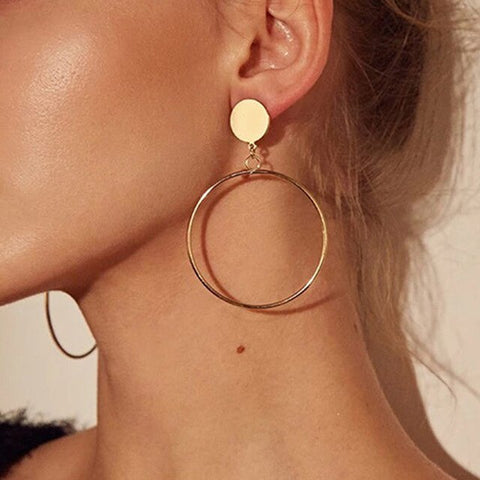 New Cost-effective Fashion Round Dangle Drop Korean Earrings For Women Geometric Round Heart Gold Earrings 2019 Wedding Jewelry