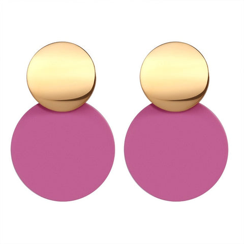 New Cost-effective Fashion Round Dangle Drop Korean Earrings For Women Geometric Round Heart Gold Earrings 2019 Wedding Jewelry