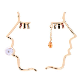 Kiss Me Women Earrings 2019 Korean Fashion Jewelry Gold Color Alloy Face Dangle Earrings Halloween Accessories Brincos