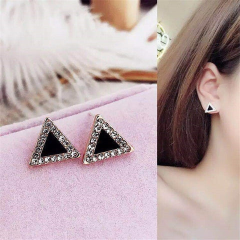 Statement Earrings 2019 Black Square Geometric Earrings For Women Crystal Luxury Wedding Rhinestone Earring Gold Color EB447