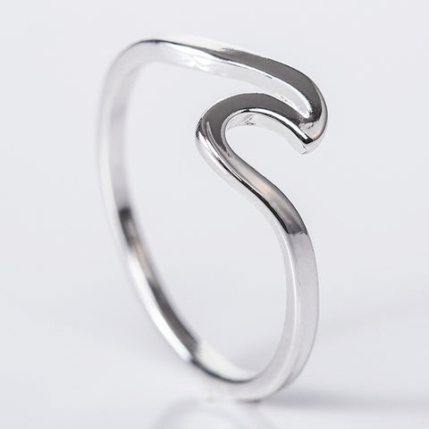 Mossovy Wave Alloy Silver Rings Charms Rose Gold Ring Minimalist Jewelry Wedding Rings for Women Bague Femme Anillos Mujer