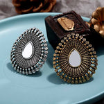 Vintage Ethnic Gravel Alloy Large Metal Water Ring Adjustable Opening Fashion Jewelry Personality Female Retro Finger Ornament