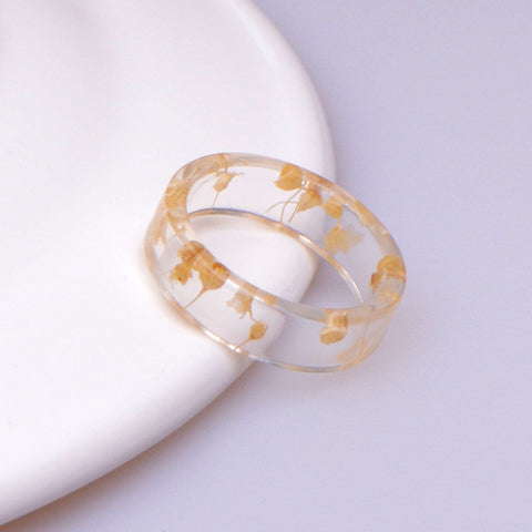 Hot Unique Clear Resin Ring Handmade Dried Flower Epoxy Rings Men Colorful Pattern Transparent Round Rings Jewelry for Women