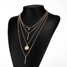 KISSWIFE New Vintage Boho Multi-layer Pendant Necklace for Women Gold Star Horns Metal Necklace Tribal Necklace Collar