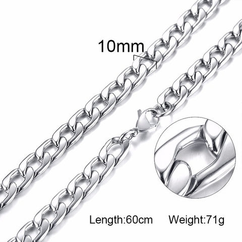 Silver Gold Filled Solid Necklace Curb Chains Link Men Choker Stainless Steel Male Female Accessories Fashion