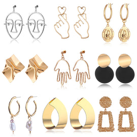 Design New Fashion Hollow Face/Hand Shape Statement Drop Earrings For Women Jewelry Abstract Art Dangle Earring Wholesale