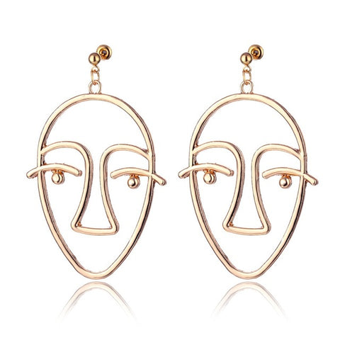Design New Fashion Hollow Face/Hand Shape Statement Drop Earrings For Women Jewelry Abstract Art Dangle Earring Wholesale