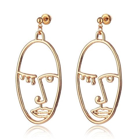Design New Fashion Hollow Face/Hand Shape Statement Drop Earrings For Women Jewelry Abstract Art Dangle Earring Wholesale