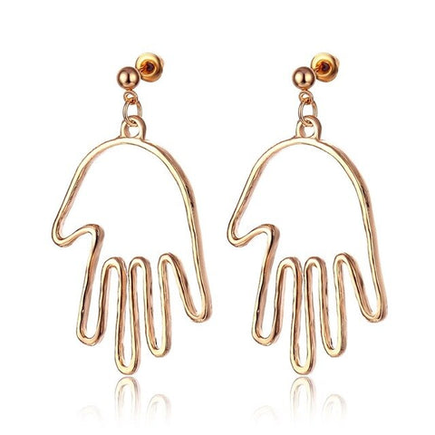 Design New Fashion Hollow Face/Hand Shape Statement Drop Earrings For Women Jewelry Abstract Art Dangle Earring Wholesale