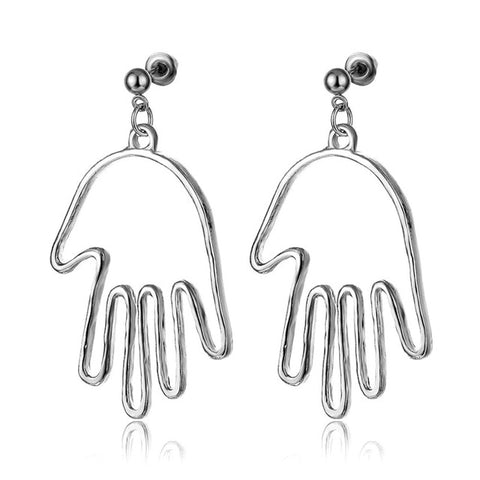 Design New Fashion Hollow Face/Hand Shape Statement Drop Earrings For Women Jewelry Abstract Art Dangle Earring Wholesale