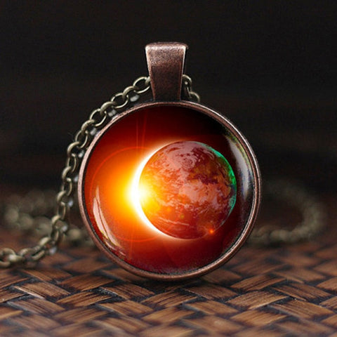 Charming Nebula Necklace Galaxy Space Glass Cabochon Pendant Solar System Jewelry Space Universe Necklace Milky Way Jewelry