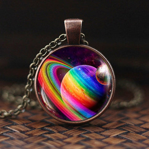 Charming Nebula Necklace Galaxy Space Glass Cabochon Pendant Solar System Jewelry Space Universe Necklace Milky Way Jewelry